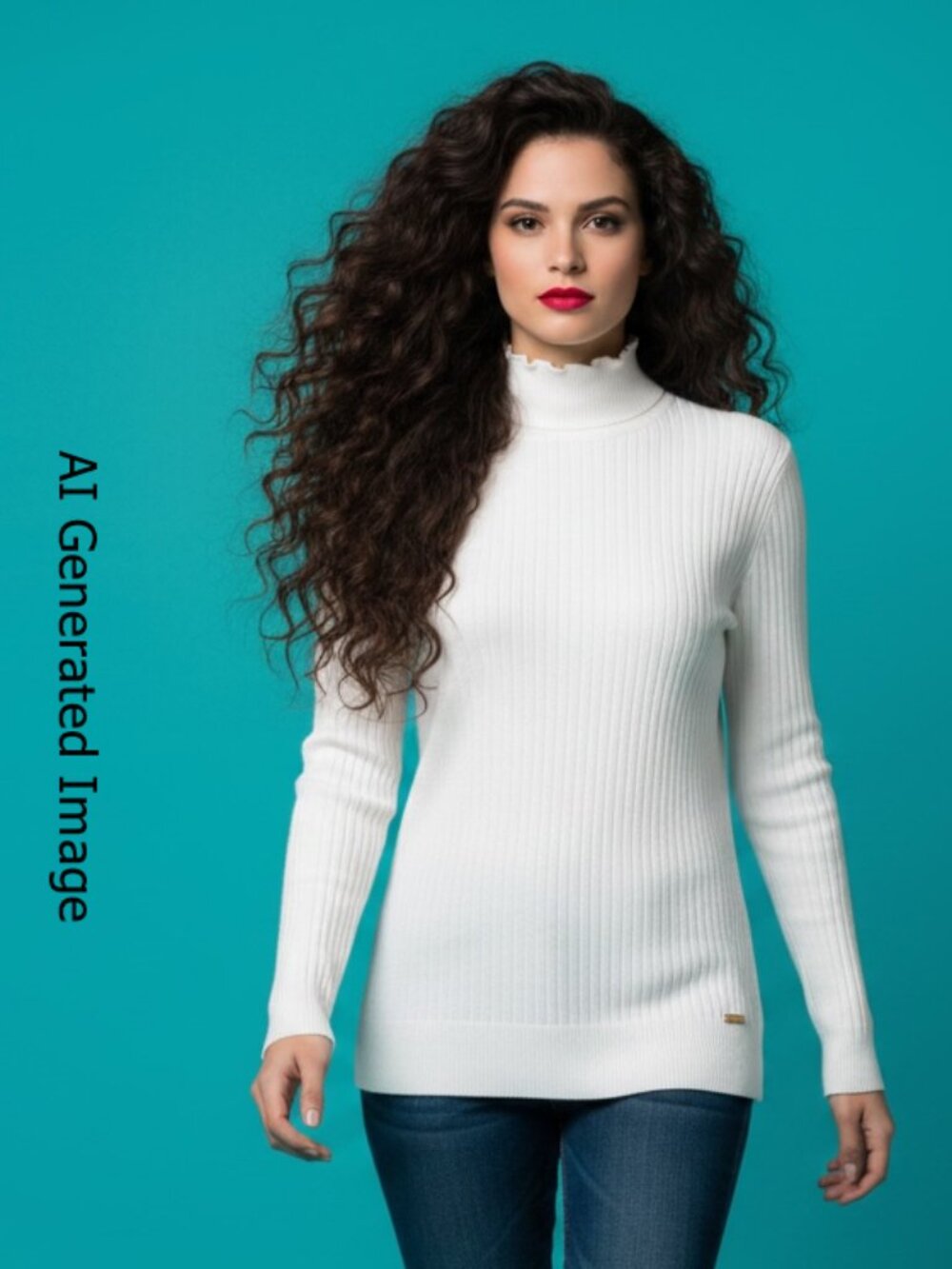 Calvin Klein White Mock Neck Ribbed Sweater Size M